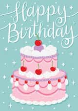 Classic Birthday Card - Cherry Cake created by Alice Griffiths Illustration