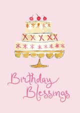 Classic Birthday Card - Cherry Cake - Blessings created by Modupe Yalley