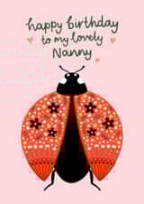 Cute Birthday Card - Lovely Nanny - Floral Ladybird created by Fliss Muir