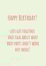 Funny retro birthday card for friends with a cheeky message about ageing. created by Helen Ballard-Weiss