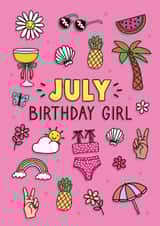 Cute Birthday Card - July Birthday Girl created by Sam Jayne Design