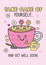 Cute Get Well Card - Flowers - Cup Of Tea created by Sam Jayne Design