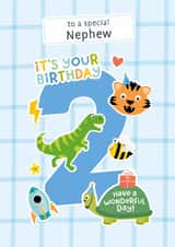Cute 2nd Birthday Card - For Nephew - Stickers created by Macie Dot Doodles