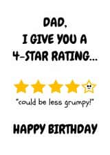 Fun Birthday Card - For Dad - From The Kids - Star Rating created by Sweary Fairy Prints