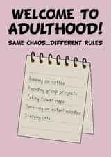 Funny Graduation Card - Notepad checklist - Adulthood created by Sealed With A Pun