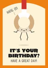 Cute Card - Mens Artistic Gymnastics Rings - Hang On... It's your Birthday? created by Christine Fraser Makes