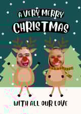 Personalised Christmas Photo Card created by @hollielonglanddesigns - Cute Christmas Card - Dancing Reindeers - A Very Merry Christmas