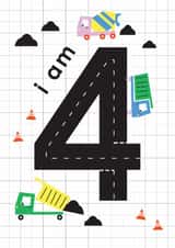 Classic Birthday Card - 4th - Diggers created by Ellie Hyde