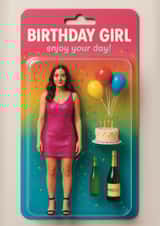 Fun Birthday Card - Birthday Girl Doll created by Giddy Kipper