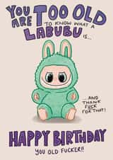 Funny Birthday Card - Labubu - Old Fucker created by Ivorymint cards