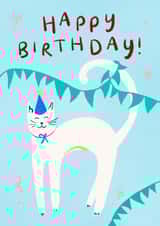 Cat Birthday card - Party Cat - Cute Cat Lover Birthday Card created by Lauren Barclay