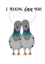 Cute Love And Friendship Card - Pigeons - Pecking Love You created by Ella Sanderson