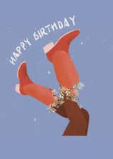 Fun Birthday Card - For Her - Cowboy Boots created by @JessRoseDraws