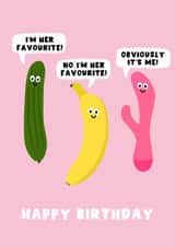 Rude Birthday Card - For Her - Her Favourite Toy created by Pink Peach Cards
