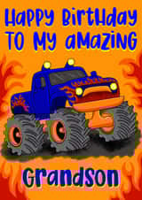 Classic Birthday Card - For Grandson - Monster Truck created by Lois Fitzy