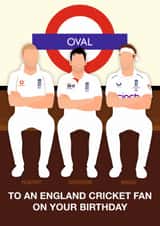 Fun Birthday Card - Oval - Flintoff, Anderson & Broad - Cricket created by Paul Jones