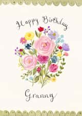 Traditional Birthday Card - For Granny - Pretty Floral Bouquet created by Love Lucy Illustration