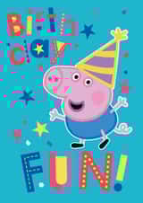 Cute Kids Birthday Card – Peppa Pig - George Pig in Party Hat created by Danilo