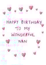 Classic Birthday Card - Wonderful Nan - Hearts created by HCD Illustration