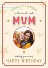 Personalised Birthday Photo Card created by LuxeLumination - Classic Birthday Card - Best Mum - Certificate