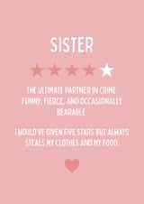 Funny Birthday Card - For Sister - Star Rating created by Blush Boulevard