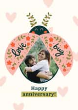 Personalised Anniversary Photo Card created by Abbie Imagine - Cute Anniversary Card - Love Bug - Floral Ladybird