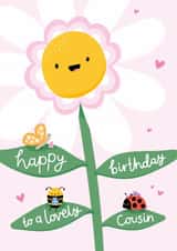 Cute Birthday Card - Lovely Cousin - Smiley Flower created by Macie Dot Doodles