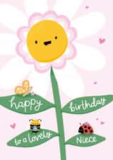 Cute Birthday Card - Lovely Niece - Smiley Flower created by Macie Dot Doodles