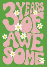 Cute 3rd birthday card - awesome daisy flower card for a three year old girl created by Rebecca McConnachie