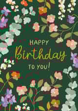 Classic Birthday Card - Dark Green Florals created by The Pattern Press