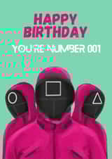 Fun Birthday Card - Number 001 - Squid Game created by Sian Moore Illustration