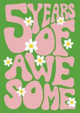 Cute 5th birthday card - awesome daisy flower card for a five year old girl created by Rebecca McConnachie