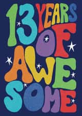 Classic Birthday Card - 13th - Awesome created by Rebecca McConnachie