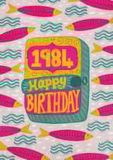 Arty Birthday Card - 1984 - Salmon Tin - Waves created by Harkiran Kalsi