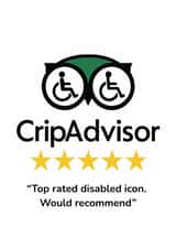 CripAdvisor Funny Disabled Icon 5-Star Review Card for any occasion created by Lost Voice Guy 