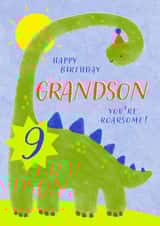 Cute Birthday Card - 9th - Awesome Grandson - Dinosaur created by Juniper and Rose Studio