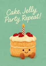 Cute Birthday Card - Jellycat - Cake, Jelly, Party, Repeat! created by Mrs Best Paper Co.