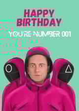 Fun Birthday Card - Squid Game - Number 001 created by Sian Moore Illustration