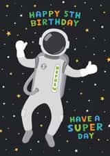 Classic Birthday Card - Nephew - 5th - Astronaut - Space created by Macie Dot Doodles