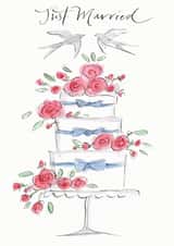 Pretty Wedding Card - Cake With Roses created by Gabrielle Solly Illustration