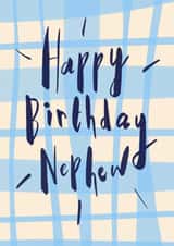 Classic Birthday Card - for Nephew - Blue Check created by Running with Scissors