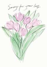 Pretty Sympathy Card - Pink Tulips - Calligraphy created by Gabrielle Solly Illustration