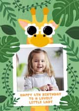 Personalised Birthday Photo Card created by Macie Dot Doodles - Cute Birthday Card - 4th - Lovely Little Lady - Giraffe