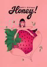 Arty Birthday Card - Honey - Strawberry Girl created by Kasia Cards