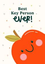 Cute Thank You Card - Best Key Person - Smiley Apple created by Abbie Imagine