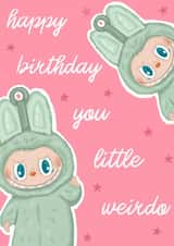 Cute Birthday Card - Labubu - Little Weirdo created by byRosybum