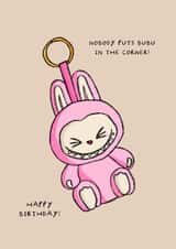 Cute Birthday Card - Pink Labubu created by Freya Niamh Design