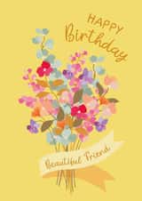 Pretty Birthday Card - Beautiful Friend - Summer Flowers Bouquet created by The Pattern Press
