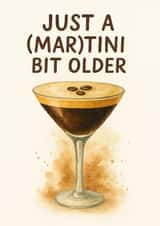 Espresso Martini Birthday Card 'Just A (Mar)tini Bit Older' created by The Orchard Embroidery Co.
