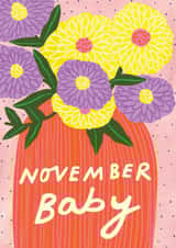Pretty New Baby Card - November Baby - Chrysanthemum created by Kerrie McNeill